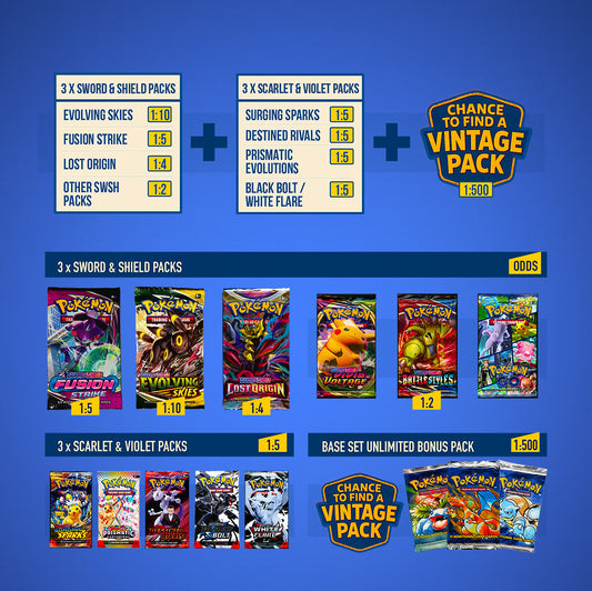 Pokémon Mystery Box (6 Packs) • ERAS COLLIDE - COMICCON Edition